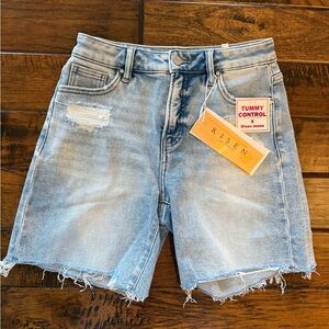 Women's Light Blue Denim Shorts w/ tummy control and stretch! From Shop Talulah